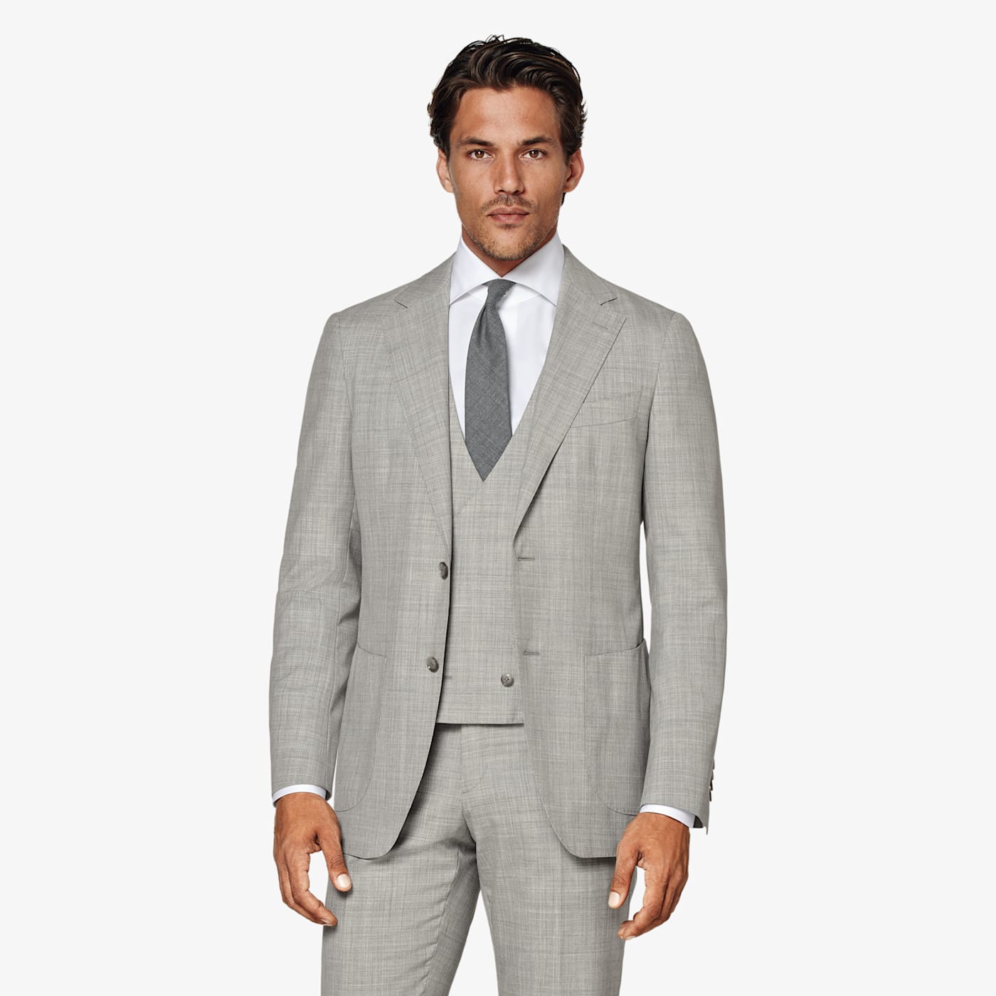 Suitsupply Light Grey Tailored Fit Havana Suit Jacket