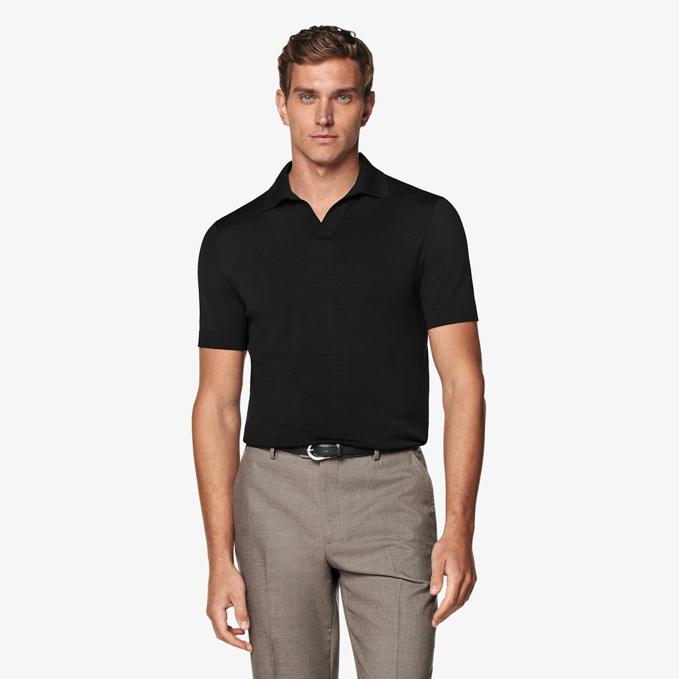 Suitsupply Black Buttonless Polo