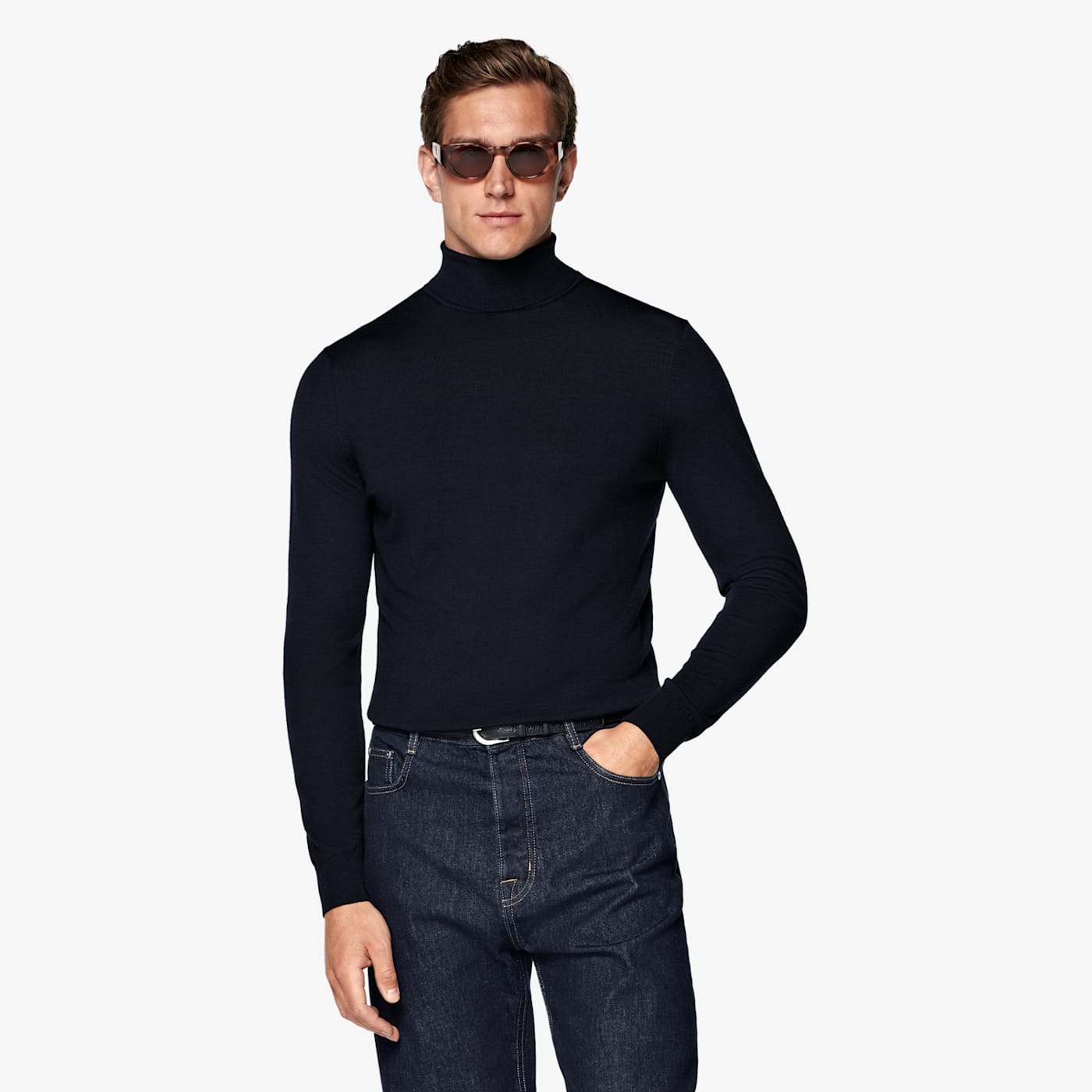 Suitsupply Navy Merino Turtleneck