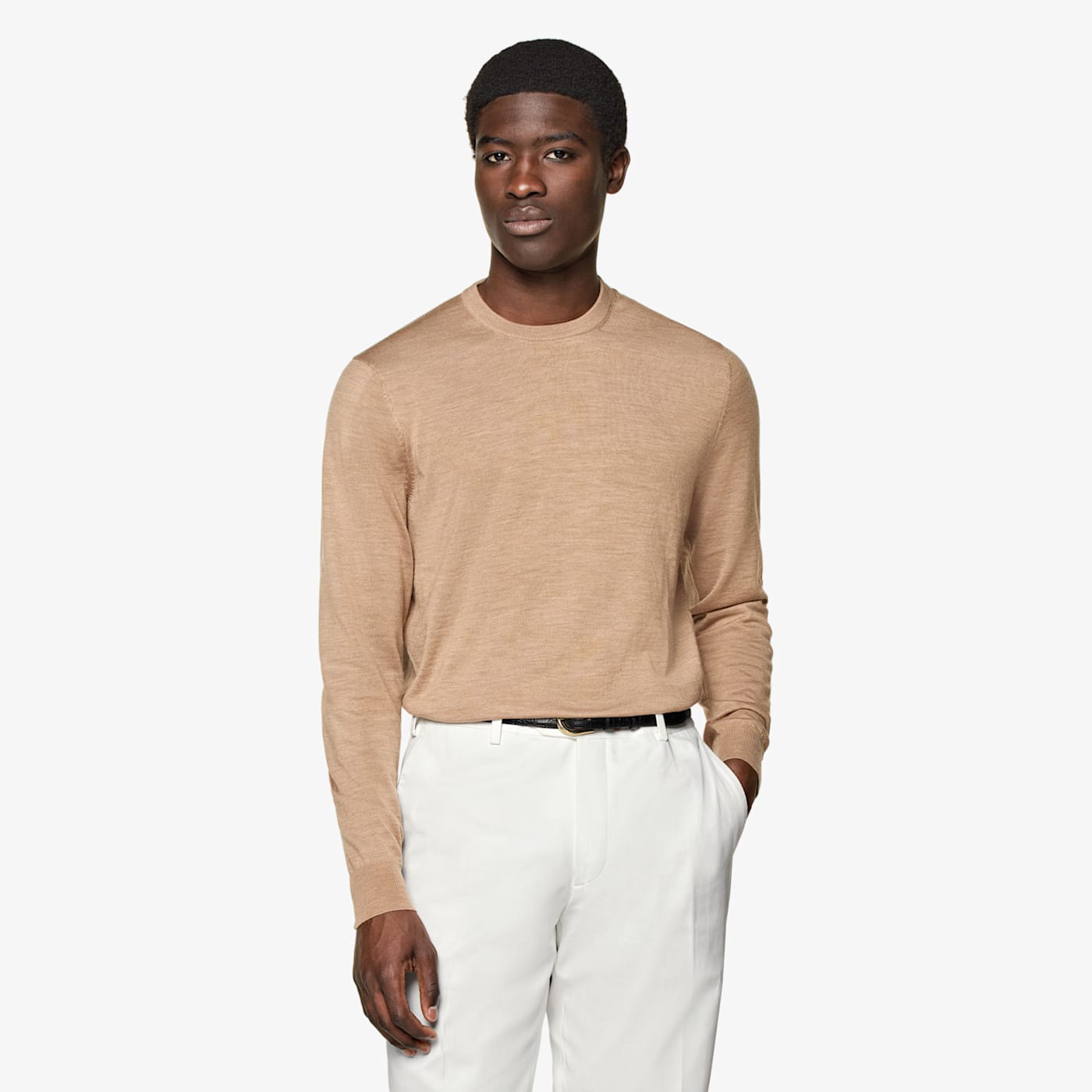 Suitsupply Light Brown Merino Crewneck