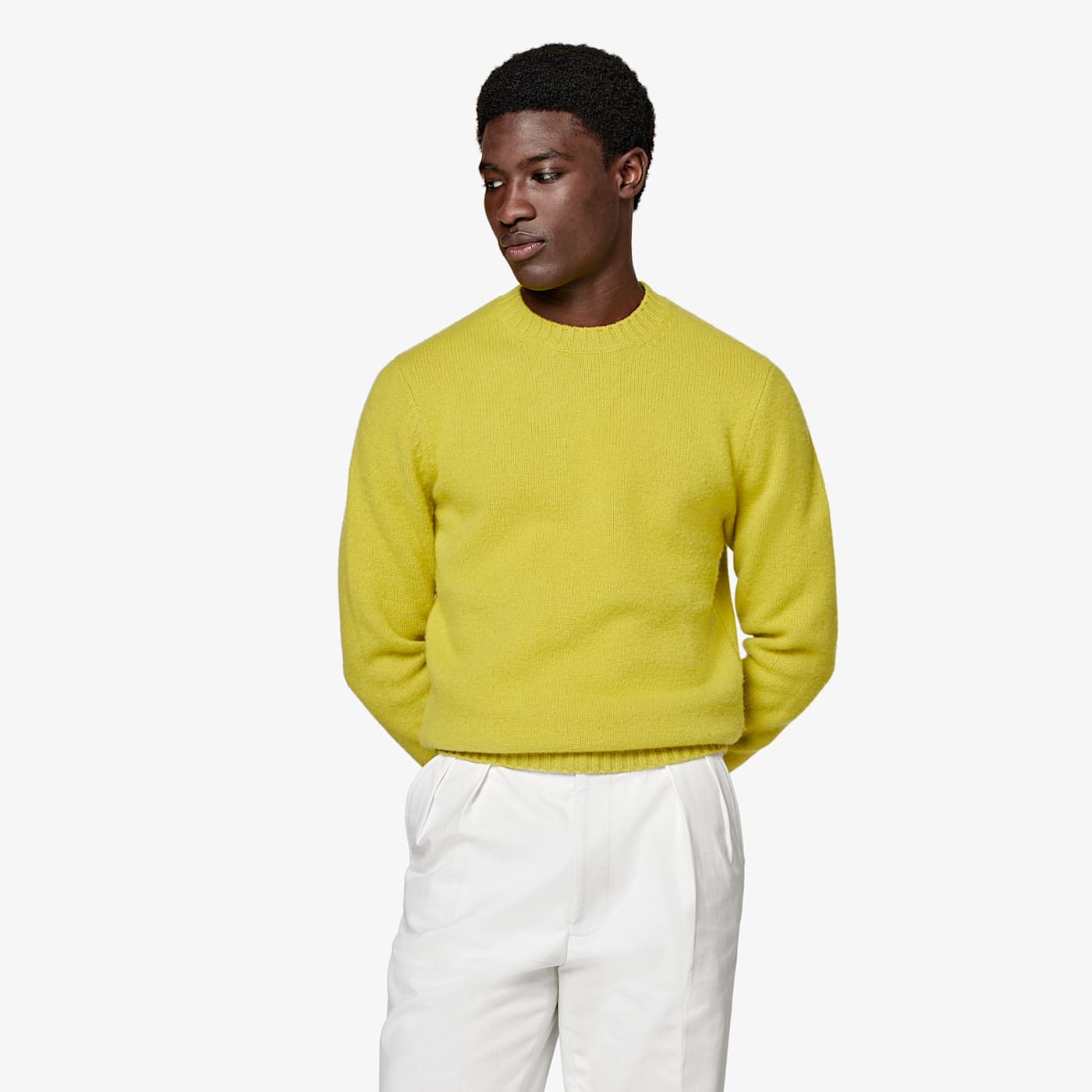 Suitsupply Yellow Crewneck In Green