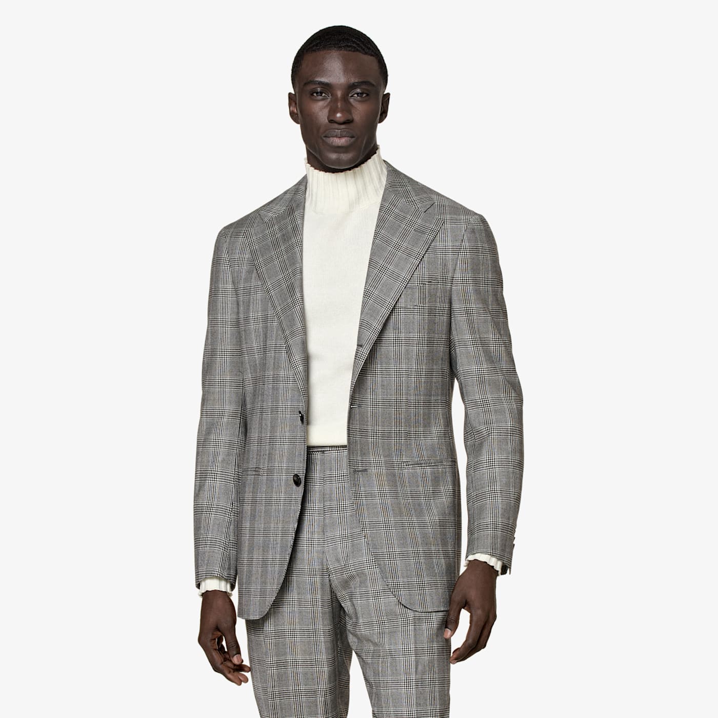 Suitsupply Mid Grey Checked Relaxed Fit Roma Suit