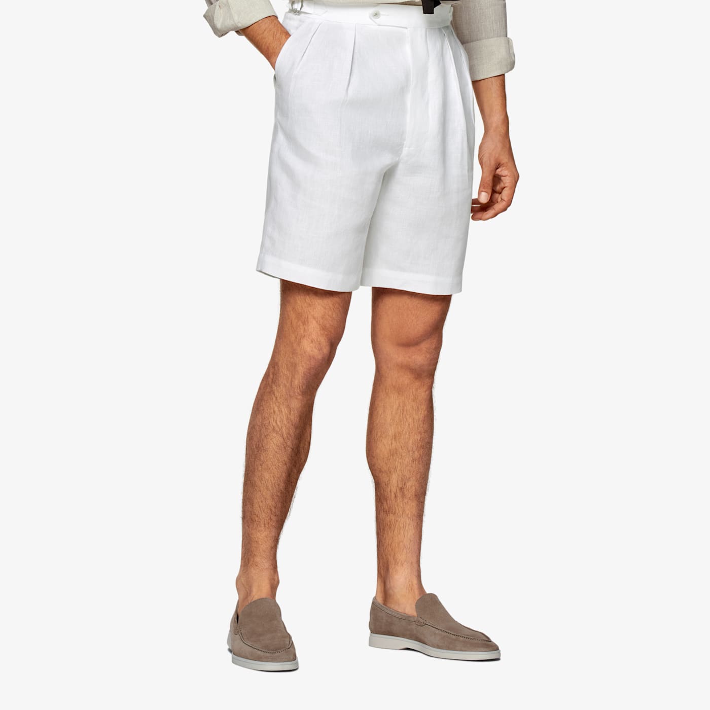 Suitsupply White Pleated Mira Shorts