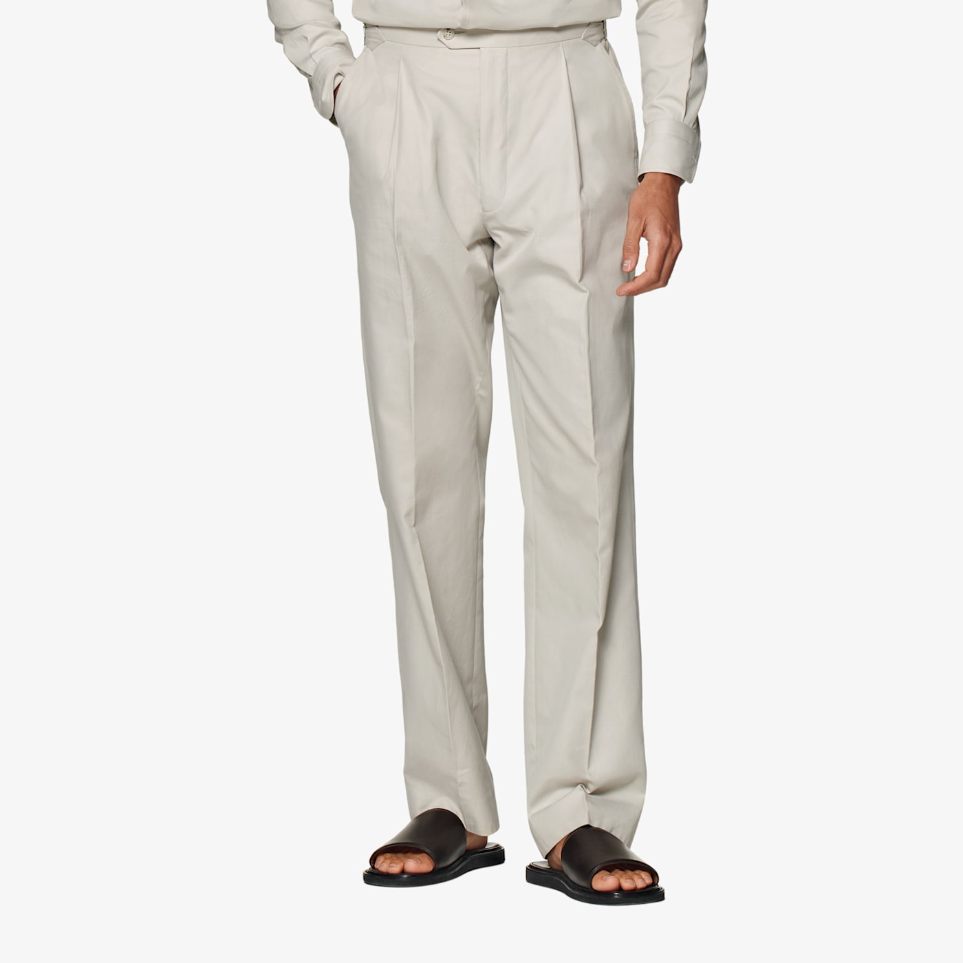 SUITSUPPLY SAND PLEATED DUCA PANTS