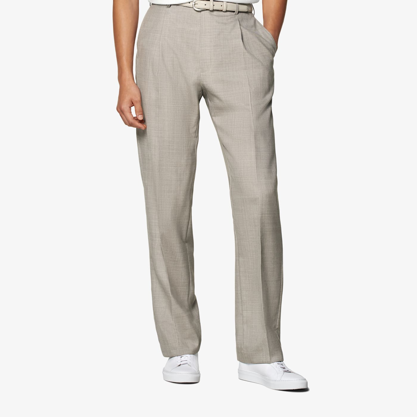 Suitsupply Light Taupe Wide Leg Straight Pants