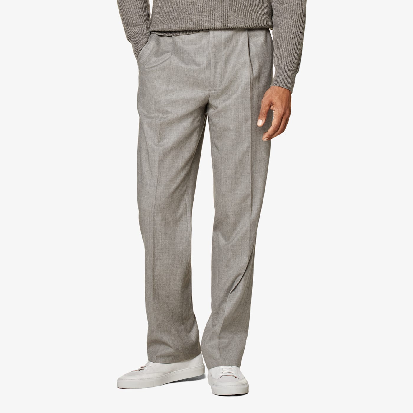 Suitsupply Taupe Wide Leg Straight Pants