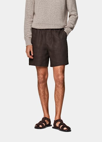 Mid Brown Straight Leg Shorts