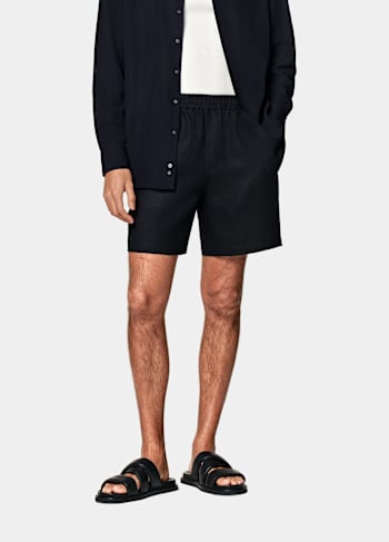 Navy Straight Leg Shorts