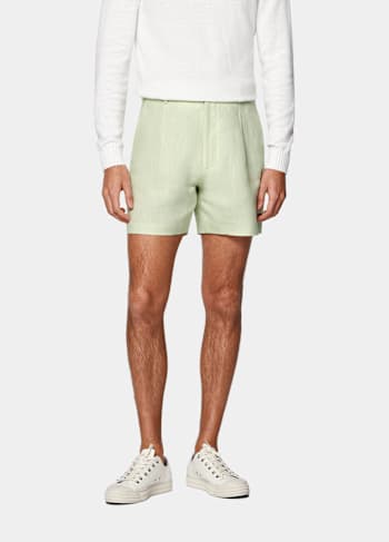 Light Green Straight Leg Shorts