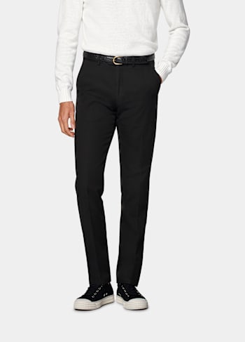 Black Slim Leg Straight Chinos