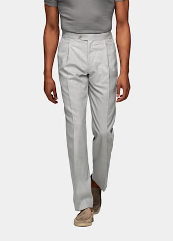  Light Grey Pleated Duca Pants
