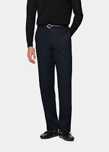 Navy Straight Leg Trousers