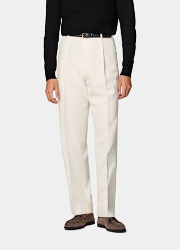 Off-White Wide Leg Straight Trousers