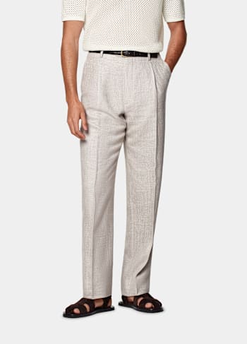 Light Taupe Wide Leg Straight Trousers