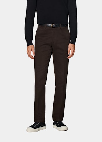 Dark Brown Slim Leg Straight Chinos