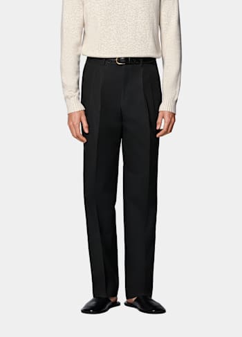 Black Wide Leg Straight Chinos
