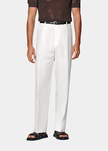 Off-White Wide Leg Straight Trousers