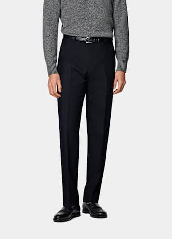 Navy Straight Leg Suit Trousers