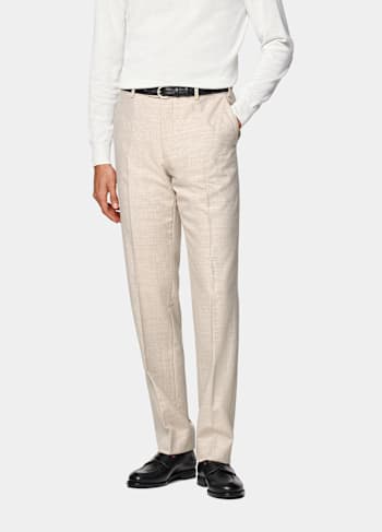 Sand Straight Leg Suit Trousers