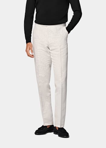 Light Taupe Straight Leg Suit Trousers