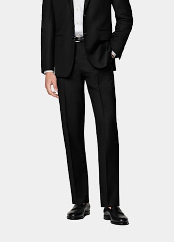 Black Slim Leg Straight Brescia Suit Trousers