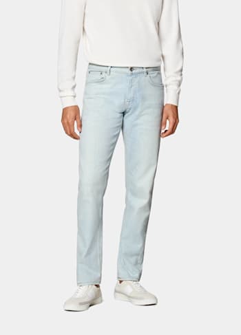 Light Blue Slim Leg Tapered Jeans