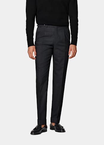 Dark Grey Slim Leg Tapered Trousers