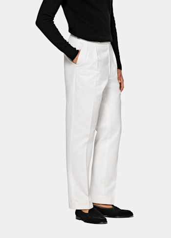 Pantalon Wide Leg Tapered blanc cassé