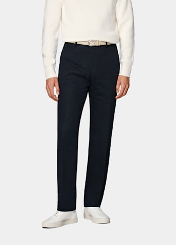 Navy Straight Leg Trousers