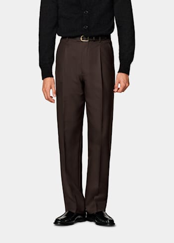 Dark Brown Wide Leg Straight Trousers