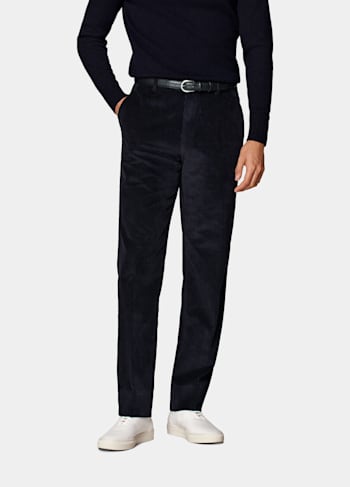 Navy Straight Leg Trousers