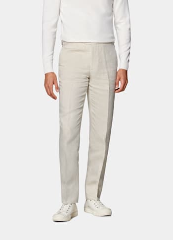 Sand Slim Leg Straight Trousers