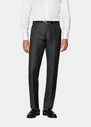 Dark Grey Slim Leg Straight Suit Trousers