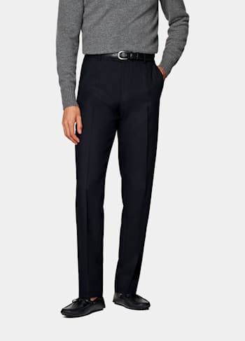 Navy Straight Leg Trousers