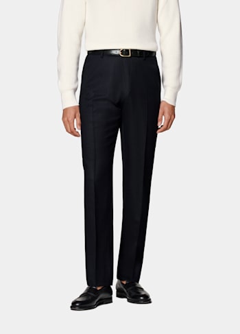 Navy Straight Leg Trousers