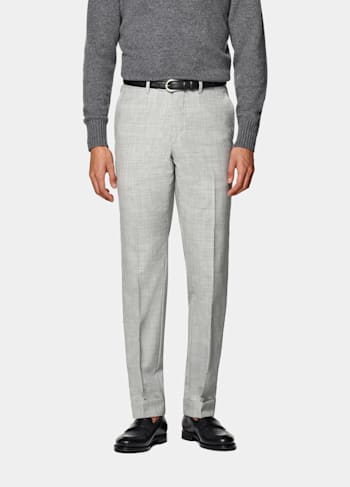 Pantalones de traje gris claro Slim Leg Tapered