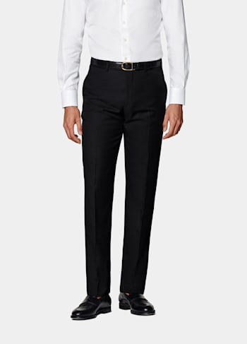 Black Slim Leg Straight Suit Trousers