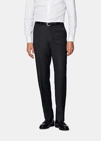 Dark Grey Slim Leg Straight Suit Trousers