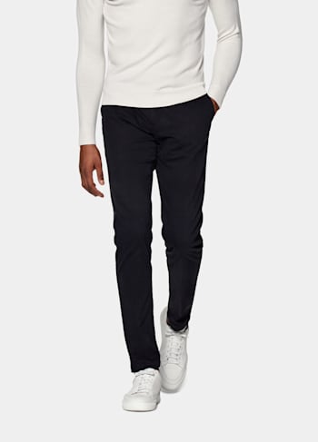 Navy Slim Leg Straight Chinos