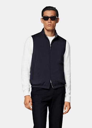 Navy Reversible Light Padded Zip Vest
