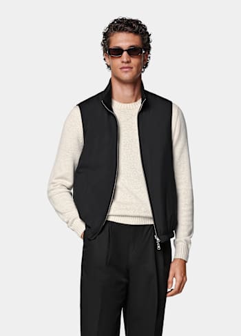 Black Reversible Light Padded Zip Vest