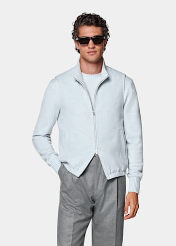 Veste sans manches zippée bleu clair