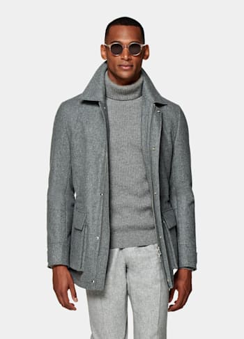 Field jacket in piumino grigio chiaro
