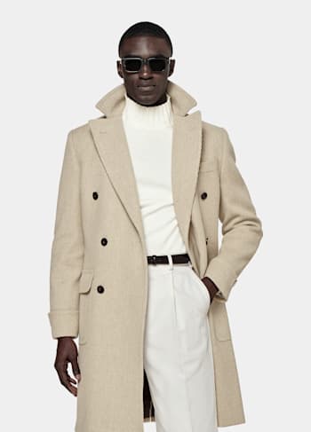 Light Brown Twill Polo Coat
