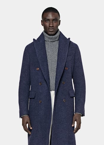 Mid Blue Belted Overcoat
