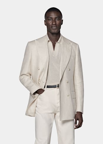 Blazer Milano coupe Tailored taupe clair à chevrons