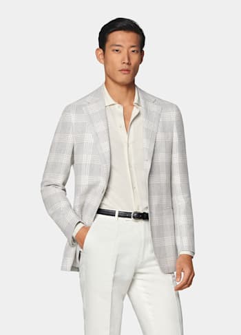 Grey Checked Tailored Fit Havana Blazer