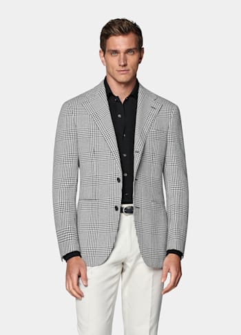 Black Checked Relaxed Fit Roma Blazer