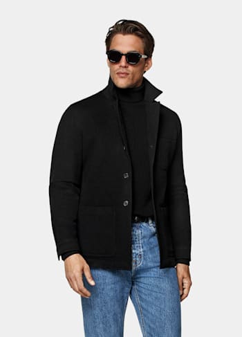 Black Relaxed Fit Shirt-Jacket