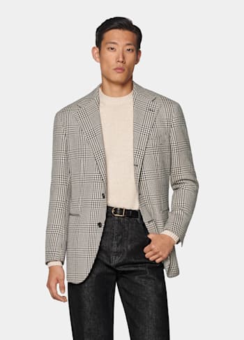 Black Checked Relaxed Fit Roma Blazer